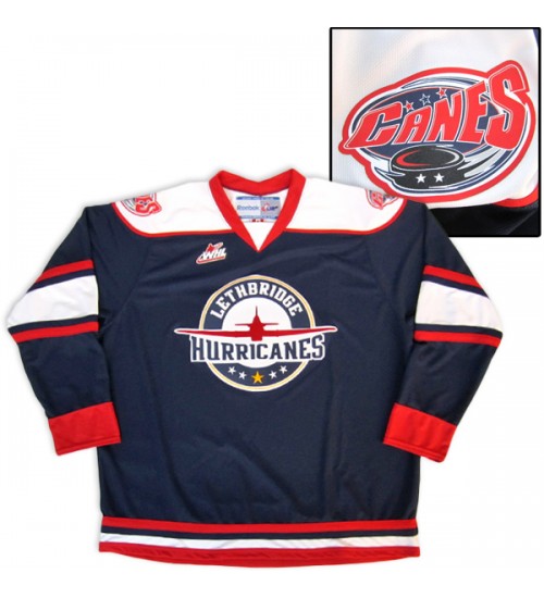 Custom WHL Lethbridge Hurricanes 2013 Pres Road Hockey Jersey Navy